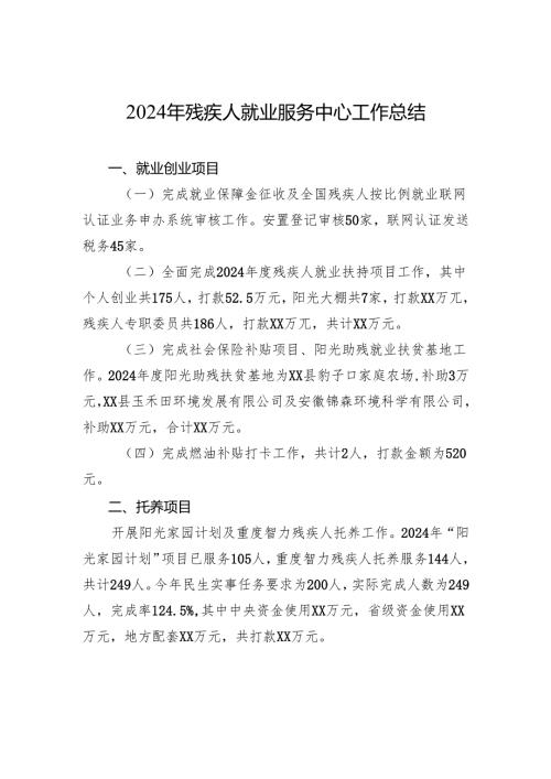 2024年残疾人就业服务中心工作总结(20241111).docx