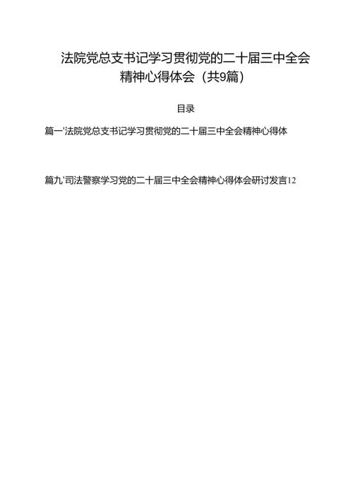 法院党总支书记学习贯彻党的二十届三中全会精神心得体会（共9篇）.docx