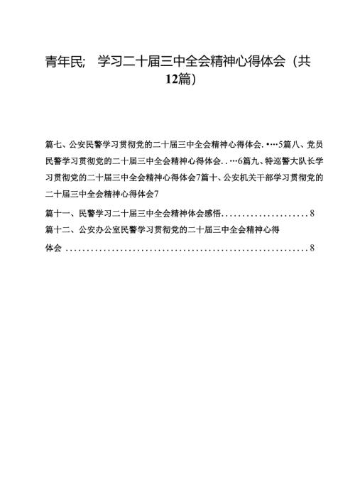 青年民警学习二十届三中全会精神心得体会（共12篇选择）.docx