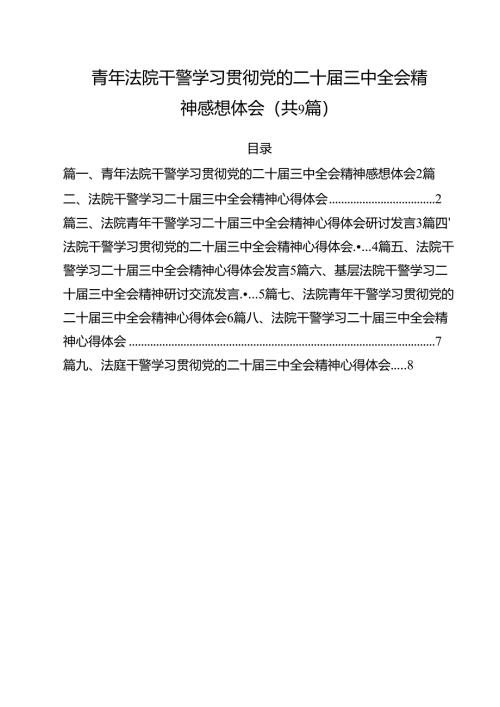 （9篇）青年法院干警学习贯彻党的二十届三中全会精神感想体会（精选）.docx