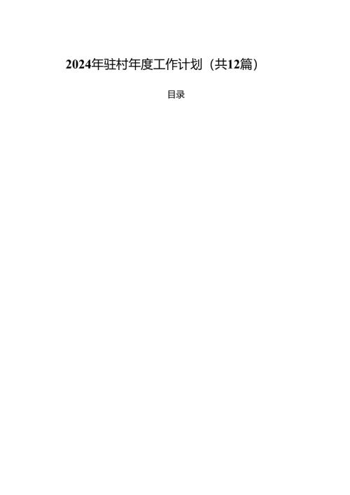 （12篇）2024年驻村年度工作计划汇编.docx