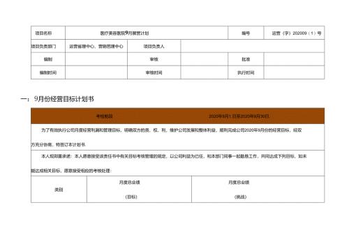 医美整形医院9月运营执行计划方案.docx