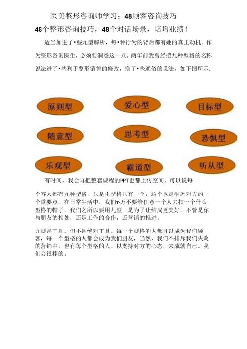 医美整形咨询师学习：48条顾客咨询技巧.docx