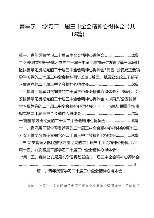 青年民警学习二十届三中全会精神心得体会（共15篇）.docx
