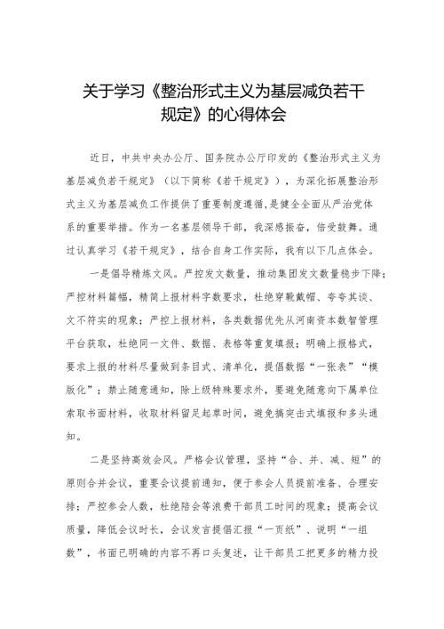 学习贯彻《整治形式主义为基层减负若干规定》心得体会五篇.docx