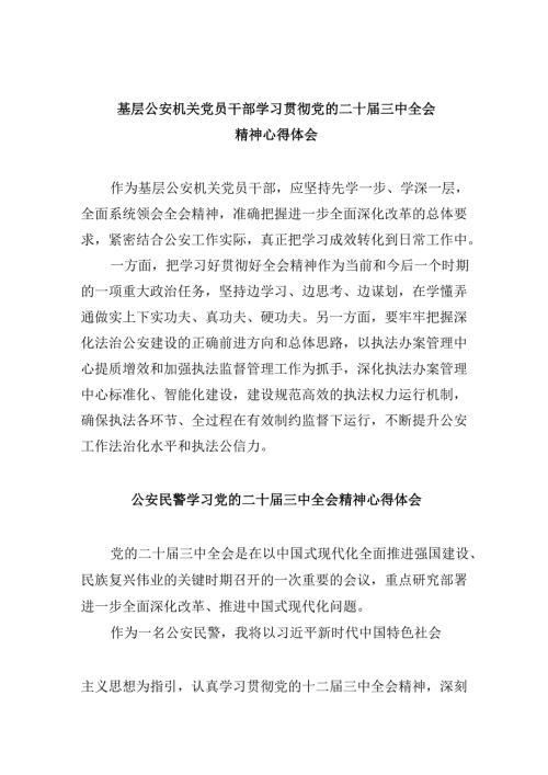 （11篇）基层公安机关党员干部学习贯彻党的二十届三中全会精神心得体会（详细版）.docx