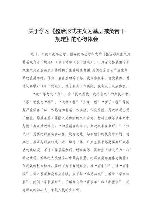 学习贯彻整治形式主义为基层减负若干规定得心得体会五篇.docx