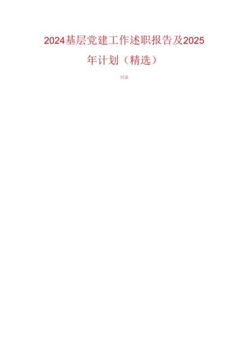 2024 基层党建工作述职报告及2025年计划（精选）.docx