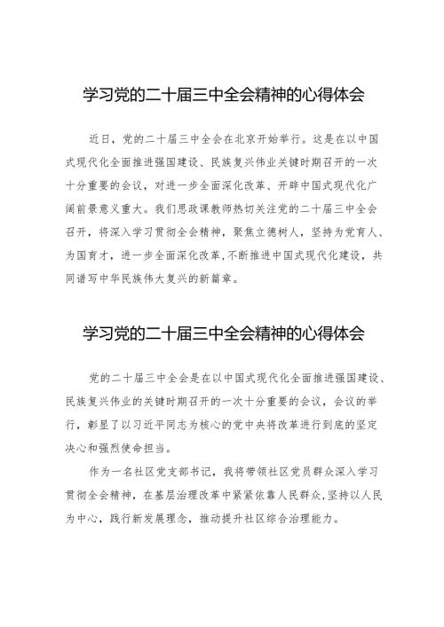 学习党的二十届三中全会精神的心得感悟简短发言32篇.docx