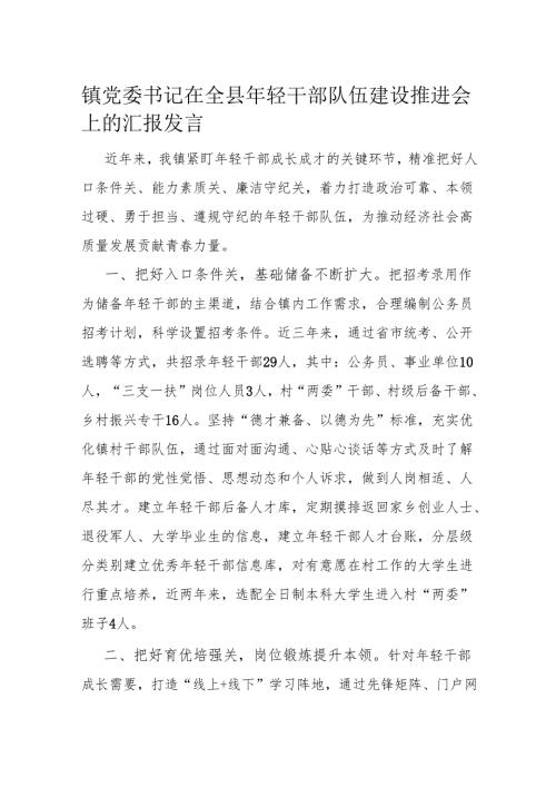 镇党委书记在全县年轻干部队伍建设推进会上的汇报发言.docx
