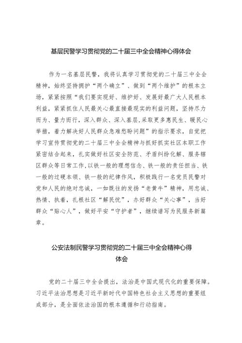 （9篇）基层民警学习贯彻党的二十届三中全会精神心得体会集合.docx