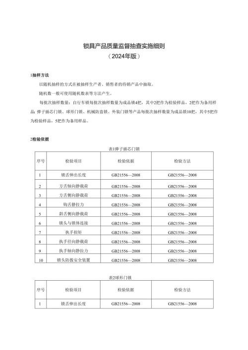 锁具产品质量河南省监督抽查实施细则.docx
