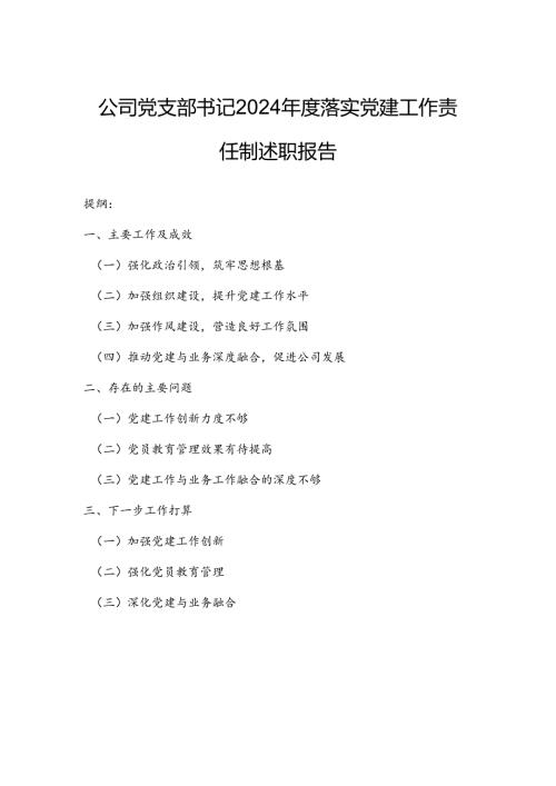 公司党支部书记2024年度落实党建工作责任制述职报告.docx