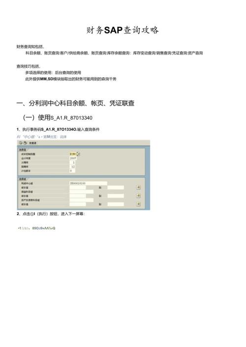 财务SAP查询攻略.docx