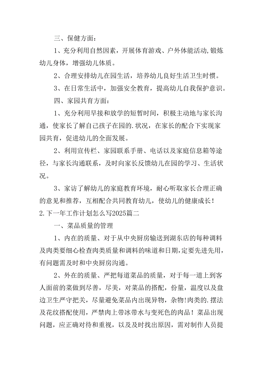 下一年工作计划怎么写2025（20篇）.docx_第2页