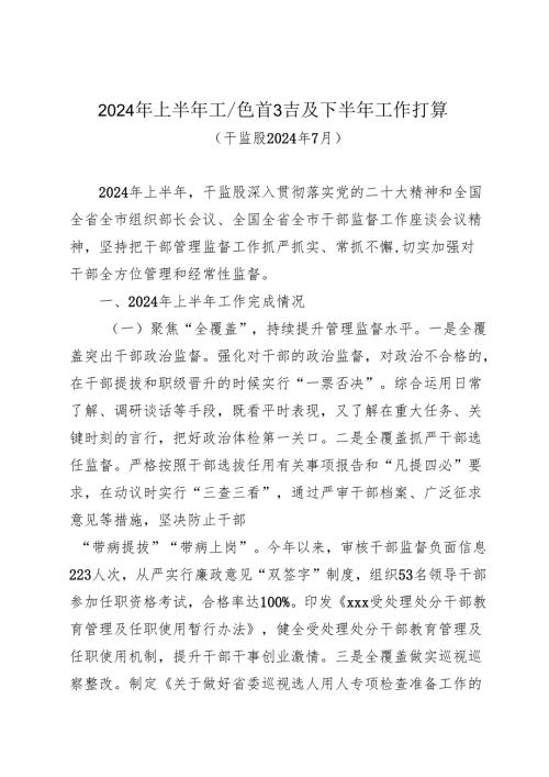 2024年上半年干部监督工作总结.docx