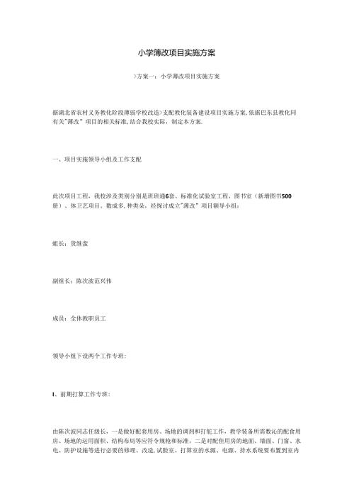 小学薄改项目实施方案.docx