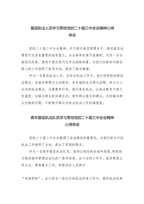 基层执法人员学习贯彻党的二十届三中全会精神心得体会六篇（最新版）.docx