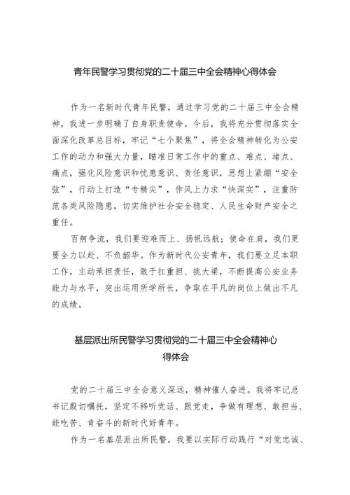 青年民警学习贯彻党的二十届三中全会精神心得体会8篇供参考.docx