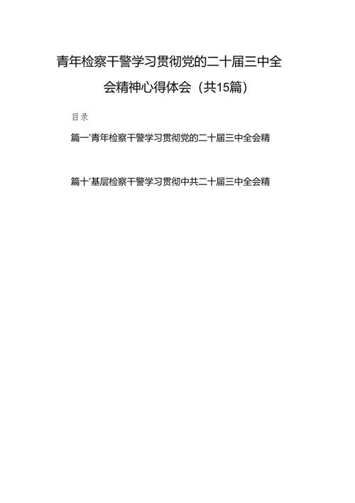 （15篇）青年检察干警学习贯彻党的二十届三中全会精神心得体会样本.docx