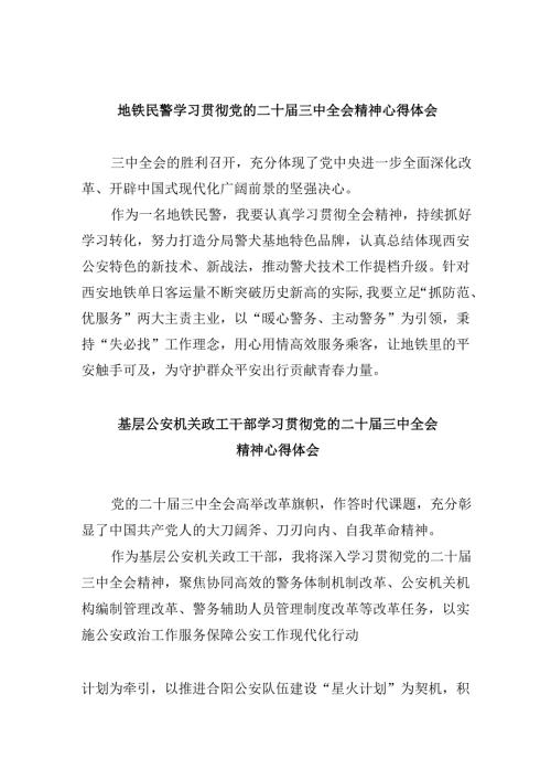 （11篇）地铁民警学习贯彻党的二十届三中全会精神心得体会（精选）.docx