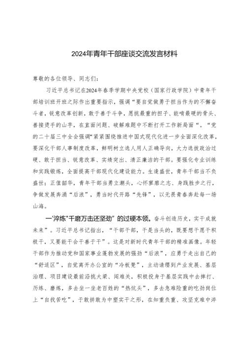 7篇通用 2024年青年干部座谈交流发言材料.docx