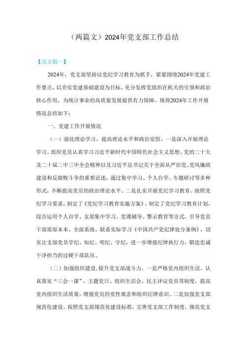 （两篇文）2024年党支部工作总结.docx
