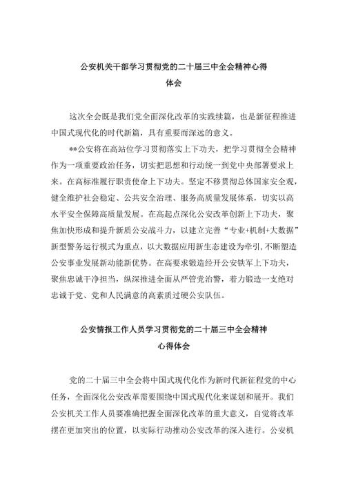 公安机关干部学习贯彻党的二十届三中全会精神心得体会8篇（精选）.docx