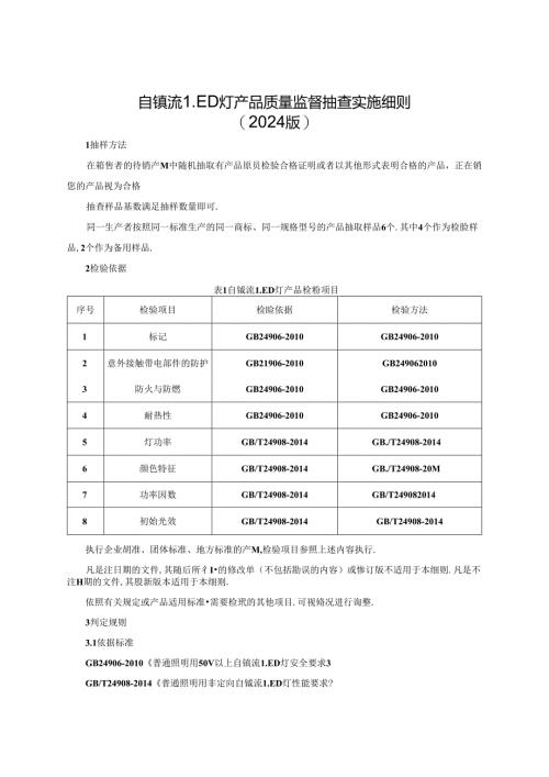 自镇流LED灯产品质量监督抽查实施细则.docx