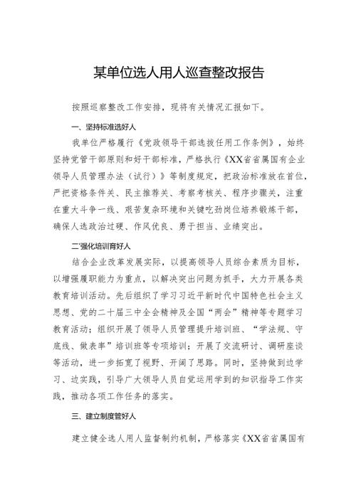 2024年某单位选人用人巡查整改报告.docx