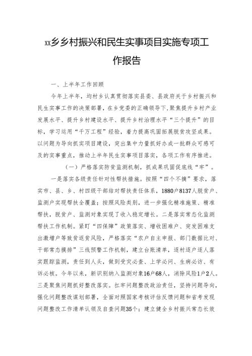 乡村振兴和民生实事项目实施专项工作报告.docx