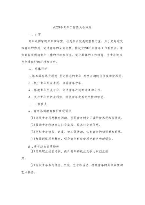 2023年青年工作委员会方案.docx