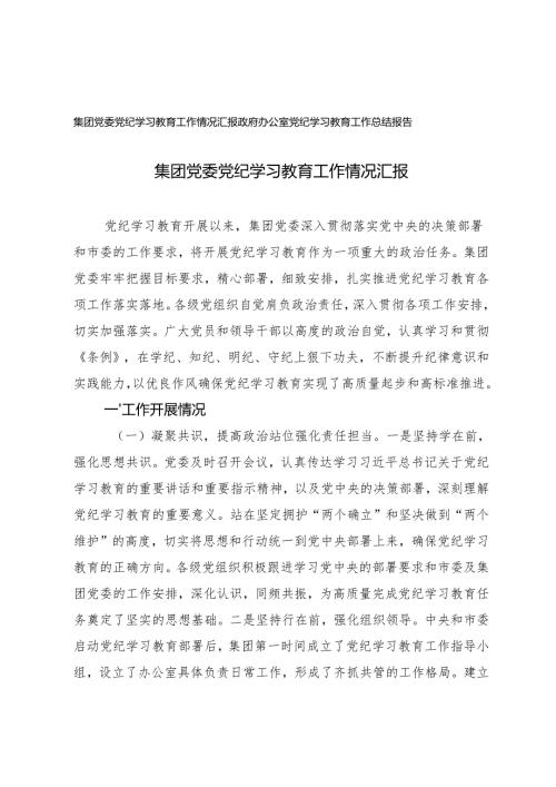 集团党委、政府办公室党纪学习教育工作总结报告.docx