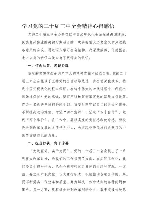 学习党的二十届三中全会精神心得感悟.docx