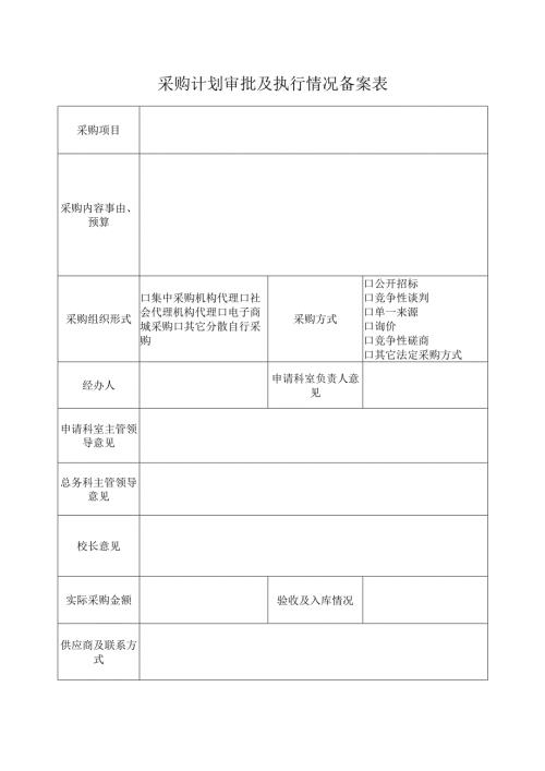 采购计划审批及执行情况备案表.docx