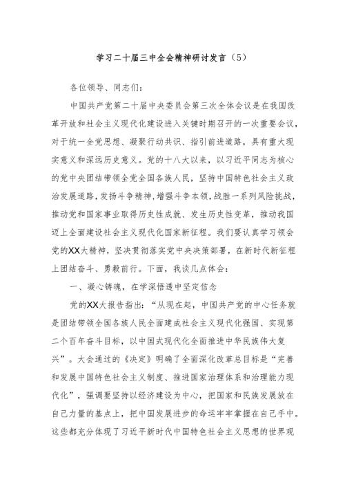 学习二十届三中全会精神研讨发言（5）.docx