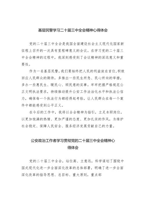 基层民警学习二十届三中全会精神心得体会优选8篇.docx