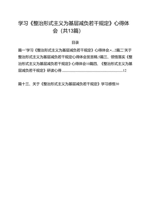 （13篇）学习《整治形式主义为基层减负若干规定》心得体会通用.docx