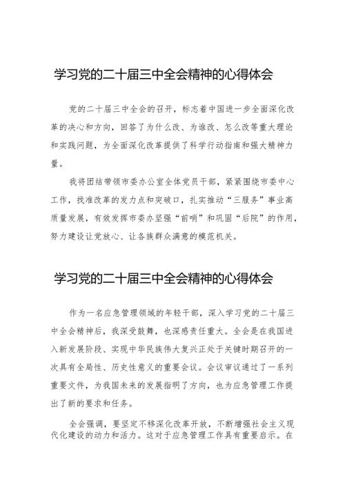 学习贯彻党的二十届三中全会精神的心得体会简短交流发言材料样本32篇.docx