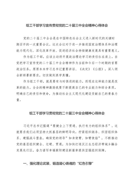 (四篇)组工干部学习宣传贯彻党的二十届三中全会精神心得体会范文.docx