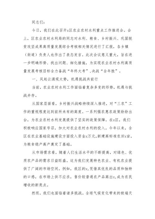 2024年农业农村水利重点工作推进会上的讲话.docx