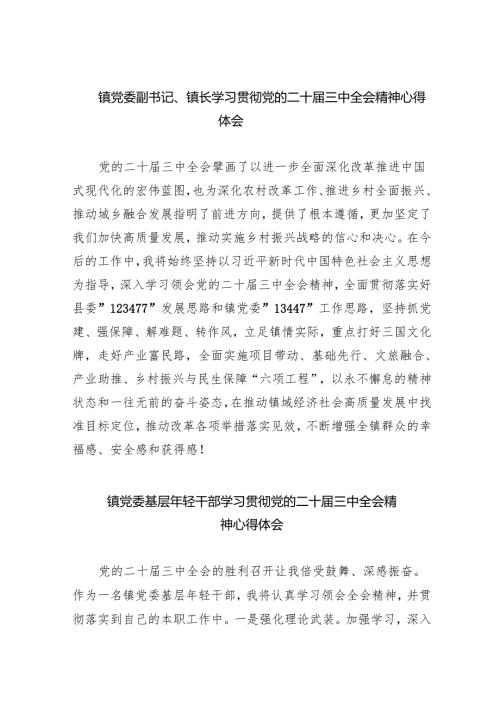 镇党委副书记、镇长学习贯彻党的二十届三中全会精神心得体会5篇（最新版）.docx