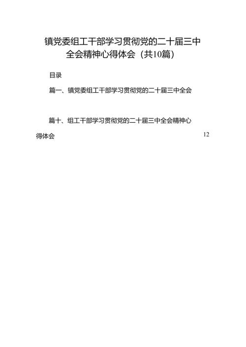 （10篇）镇党委组工干部学习贯彻党的二十届三中全会精神心得体会（详细版）.docx