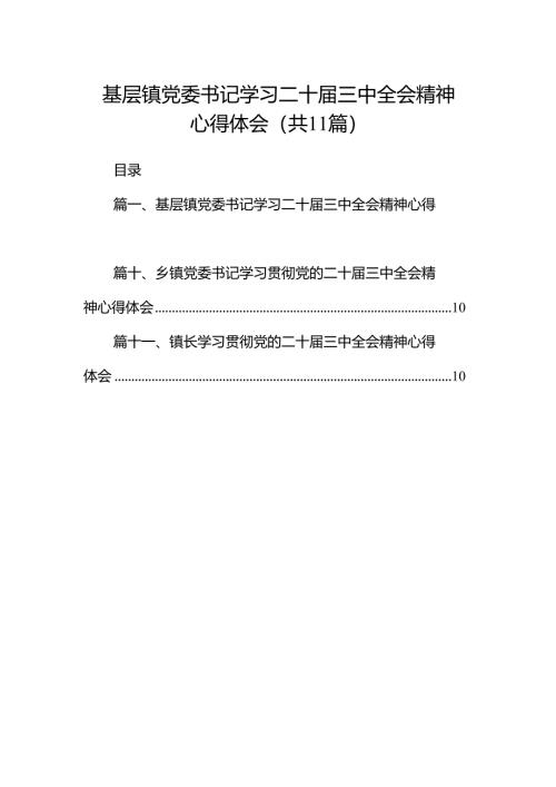 （11篇）基层镇党委书记学习二十届三中全会精神心得体会集合.docx