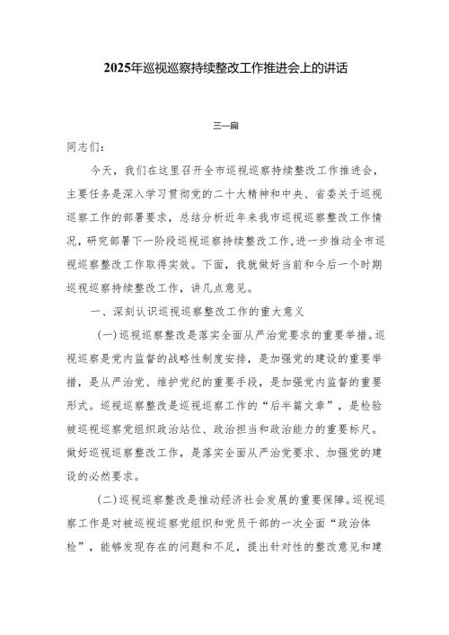 2025年巡视巡察持续整改工作推进会上的讲话4篇.docx