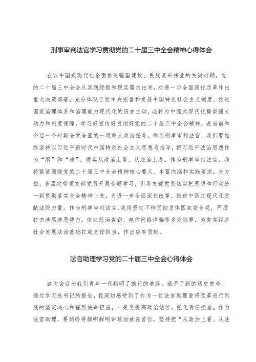 刑事审判法官学习贯彻党的二十届三中全会精神心得体会7篇（精选版）.docx