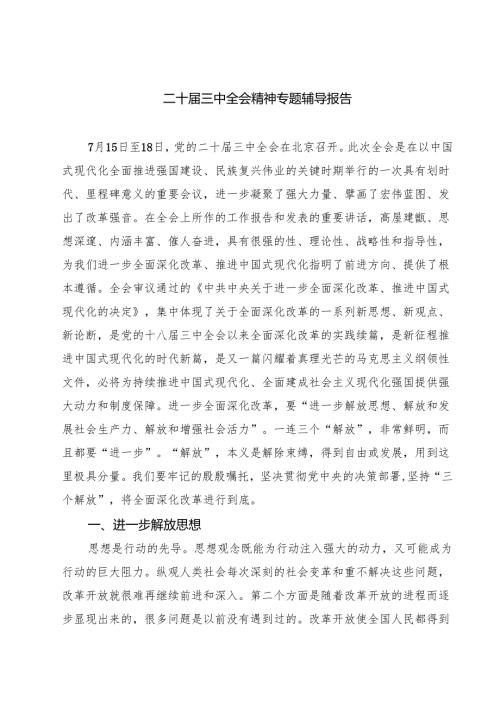 (四篇)二十届三中全会精神专题辅导报告精品.docx
