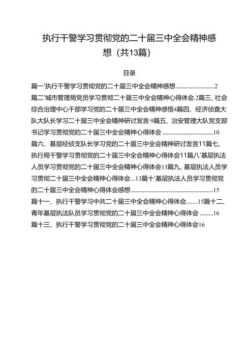 执行干警学习贯彻党的二十届三中全会精神感想（共13篇）.docx
