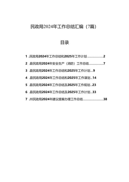 民政局2024年工作总结汇编（7篇）.docx