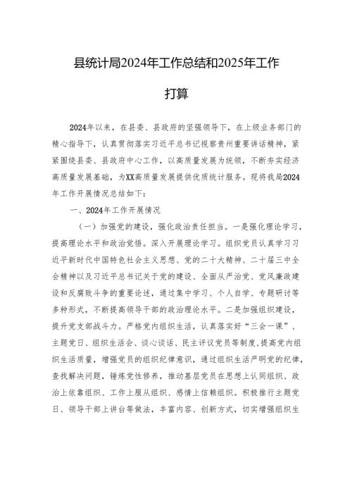 县统计局2024年工作总结和2025年工作打算.docx